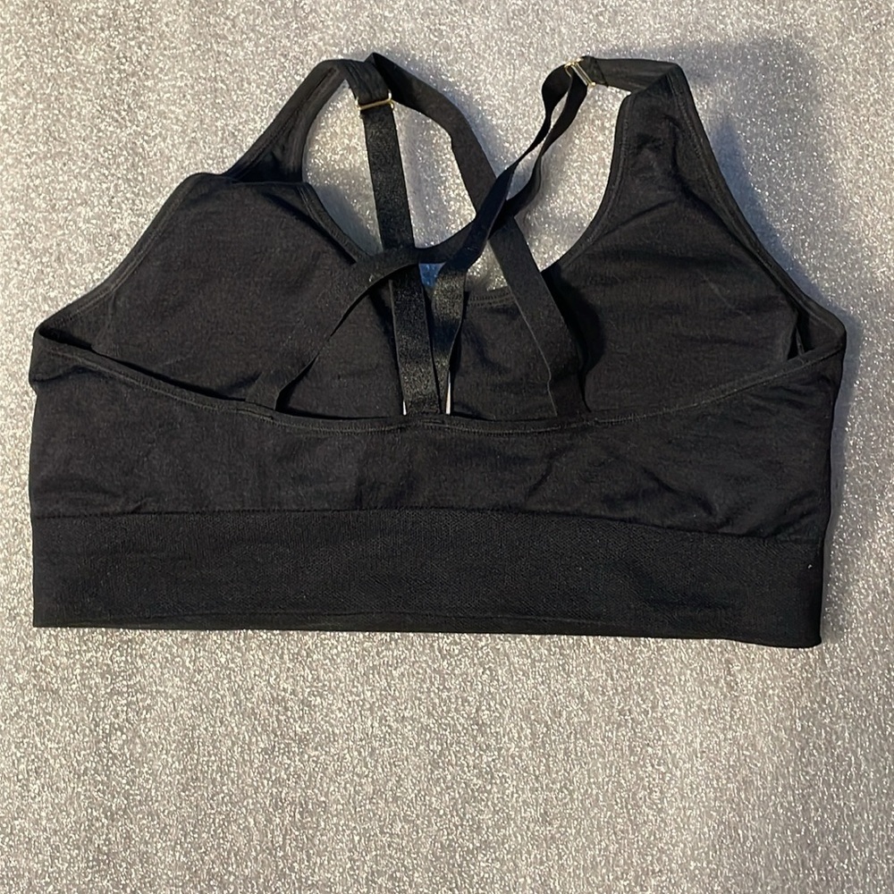 Puma Black and Gold Logo Racerback Sports Bra  strappy L Large - Picture 7 of 9
